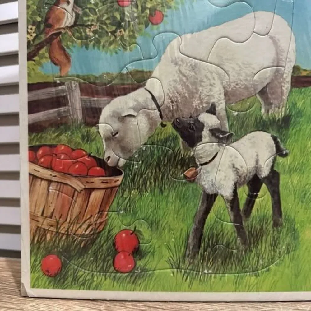 Vintage 1983 Hallmark Cards Golden Frame-Tray Puzzle 12pc Lot - Ducks & Lamb